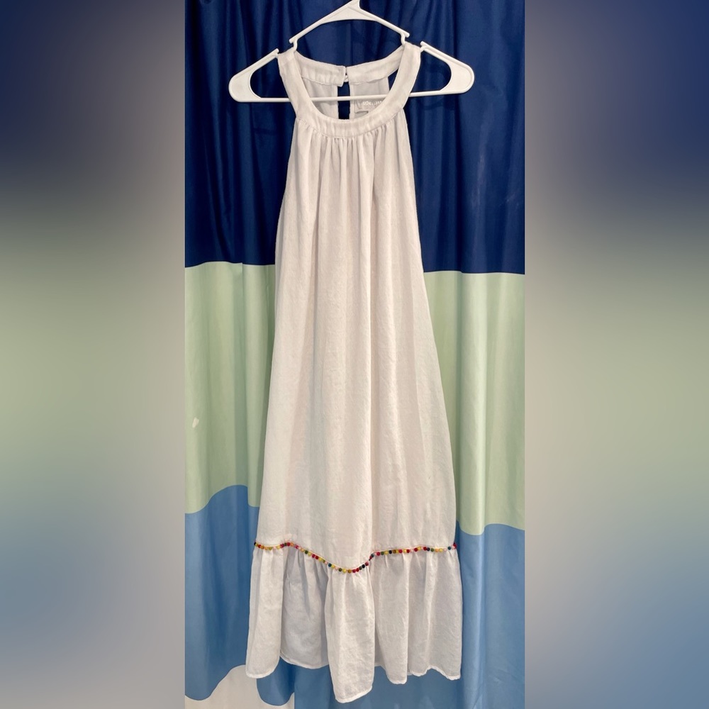 Superfoxx white linen-cotton halter dress | Size M